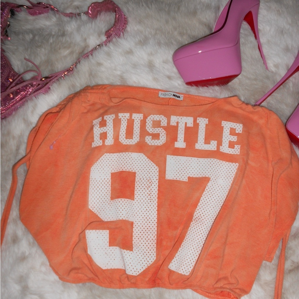 Orange Scrunch Sleeve Top